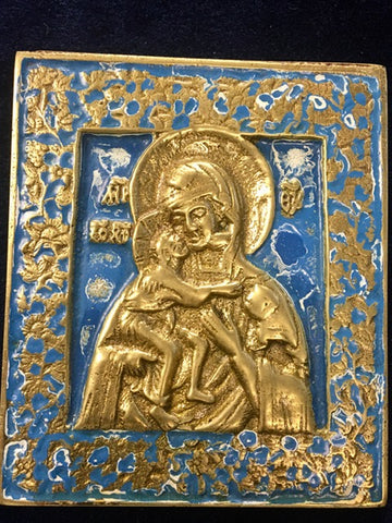 metal enameled icon of the Theotokos